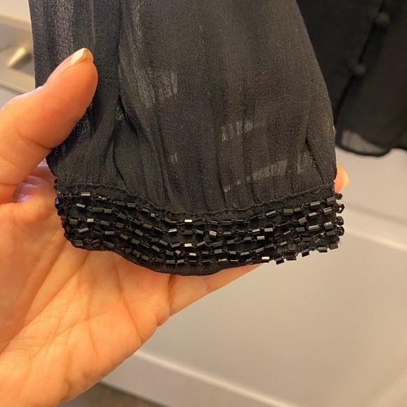 Joie Sheer Chiffon Blouse w/ black beading détail - Picture 4 of 4